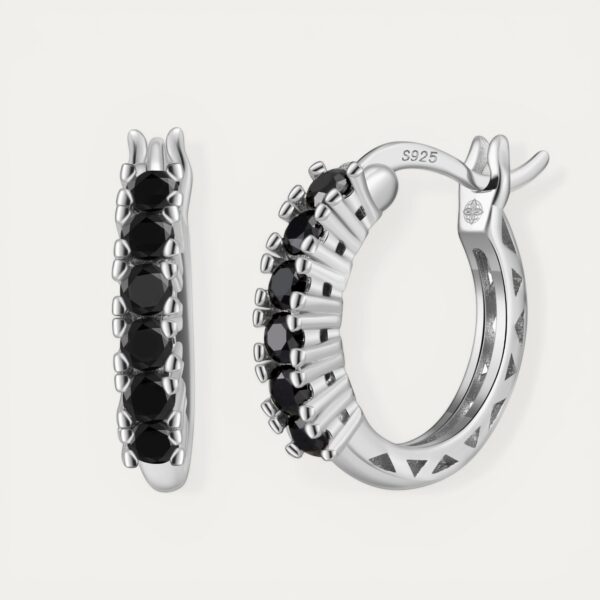 עגילי Nana מכסף 925 עם אבני מואסיניט שחורים