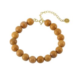 צמיד Mokit עשוי מאבני Mookaite טבעיות בגוון צהוב חמים עם סוגר כסף 925 בציפוי זהב 14 קראט