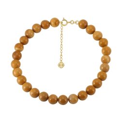 שרשרת Mokit עשויה מאבני Mookaite טבעיות בגוון צהוב חמים עם סוגר כסף 925 בציפוי זהב 14 קראט