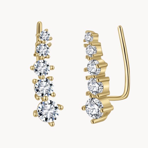 עגיל Climber Gold בציפוי זהב עם חמישה שיבוצי מואסיניט עגולים
