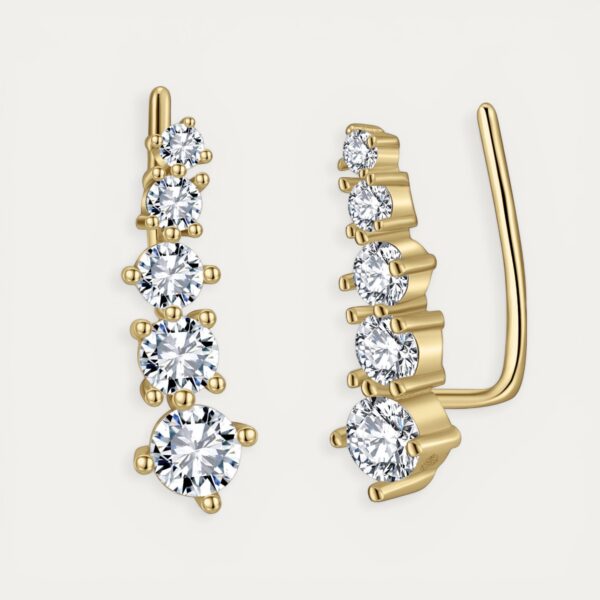 עגיל Climber Gold בציפוי זהב עם חמישה שיבוצי מואסיניט עגולים