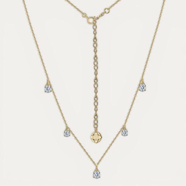 שרשרת Five Pears Gold בציפוי זהב עם חמש אבני מואסיניט בצורת אגס