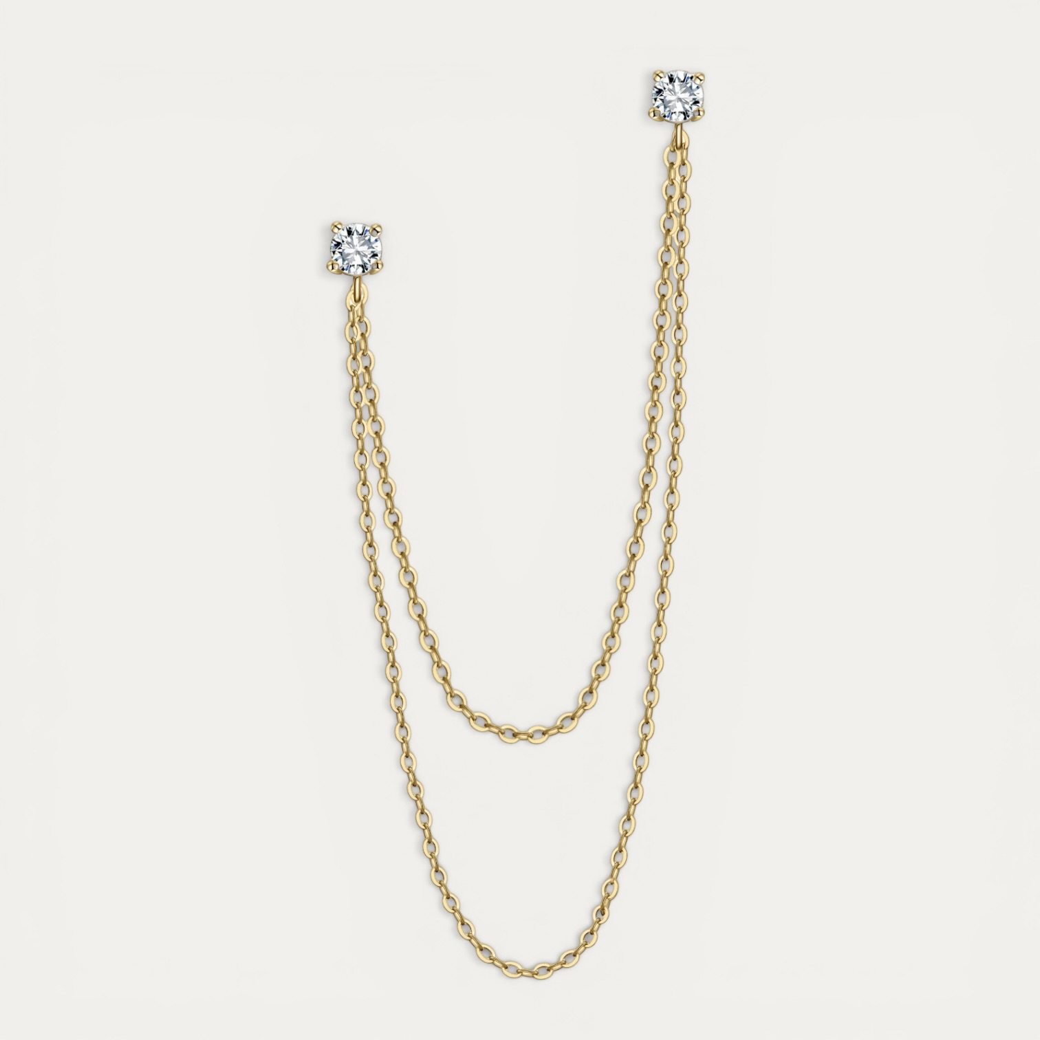 IMG_5632.JPG עגיל Two Gold בציפוי זהב עם שתי שרשראות ואבני מואסיניט עגולות