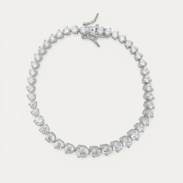 צמיד טניס כסף מדורג לאישה משובץ אבנים בגדלים שונים - מותג התכשיטים TALIA