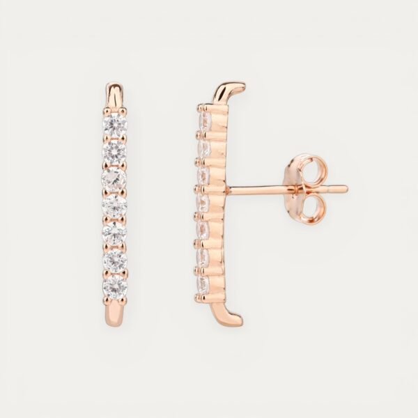 עגיל Hug Rose בציפוי רוז גולד עם אבני CZ – עגיל בודד בעיצוב מחבק