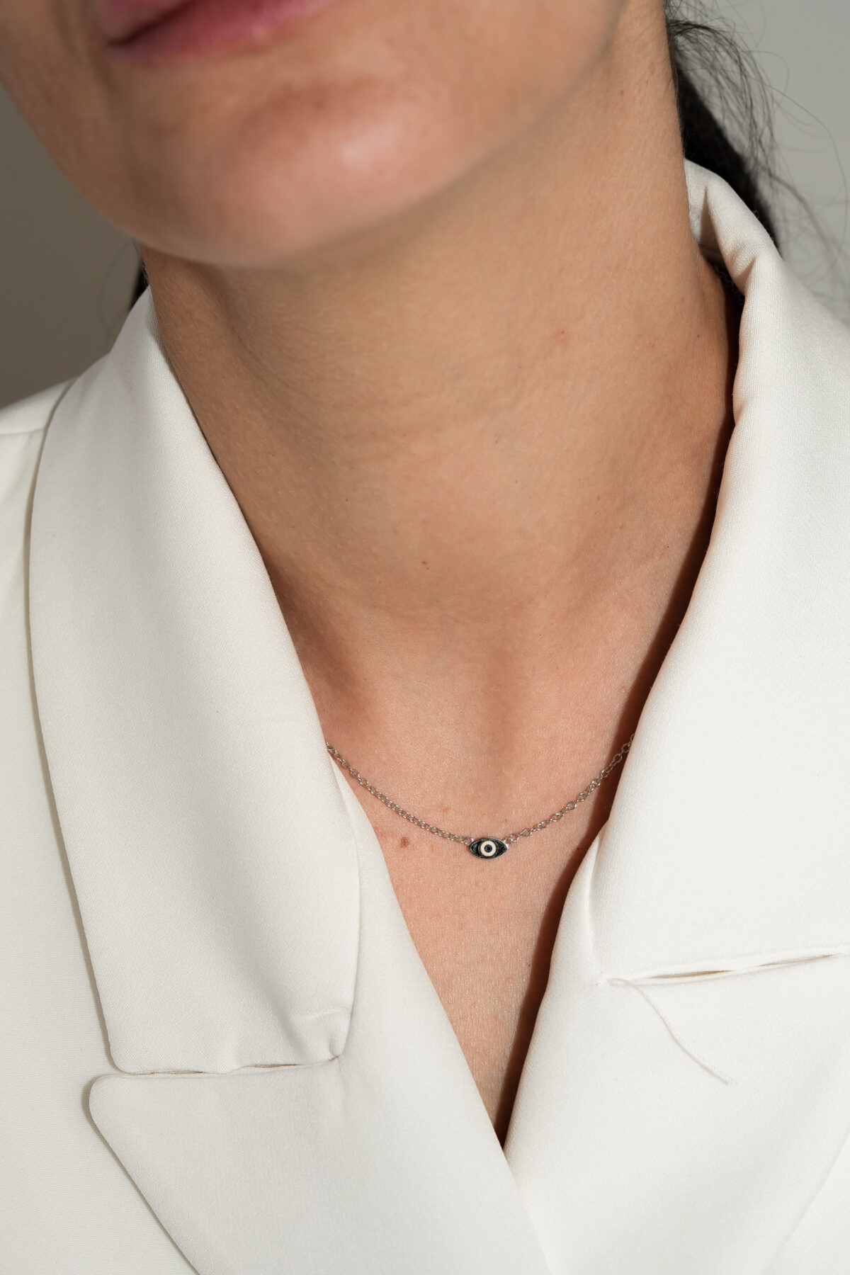 שרשרת black & white eye מכסף 925 עם תליון עין אמייל