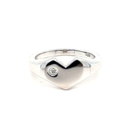 Grandpa's ring – טבעת כסף לנשים עם אבן מואסניט עגולה 2 מ"מ
