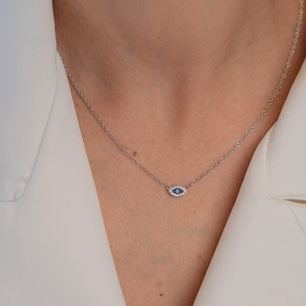 שרשרת עין Yara מכסף 925 עם תליון עין משובץ זרקונים