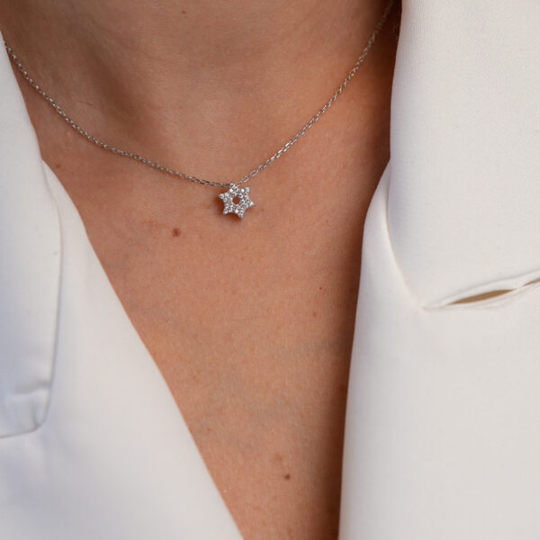 שרשרת מגן דוד Keter מכסף 925 עם תליון משובץ זרקונים