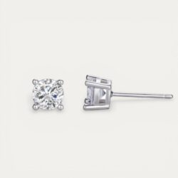 Silver 925 Stud Earring - עגיל כסף צמוד משובץ זרקון עגול