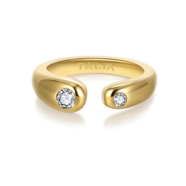 טבעת Dual Glow בציפוי זהב 14K פתוחה עם שתי אבני מואסיניט