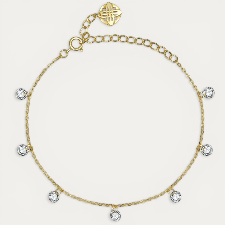 afc6c370-617e-4feb-8f64-dbf889a76782-Photoroom צמיד Gleam עשוי כסף 925 בציפוי זהב עם 7 זרקונים קדוחים ואורך 16+5 ס"מ