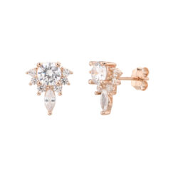 Radiance Rose - עגילים צמודים משולבי אבנים בציפוי רוז גולד