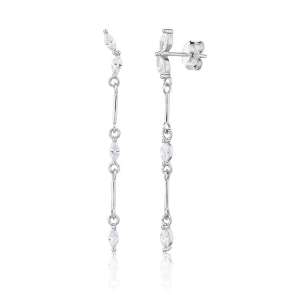 Cascade Silver - עגילי כסף נופלים עם אבני זרקון