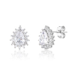 Luna Earrings - עגילי טיפה כסף משובצים זרקונים