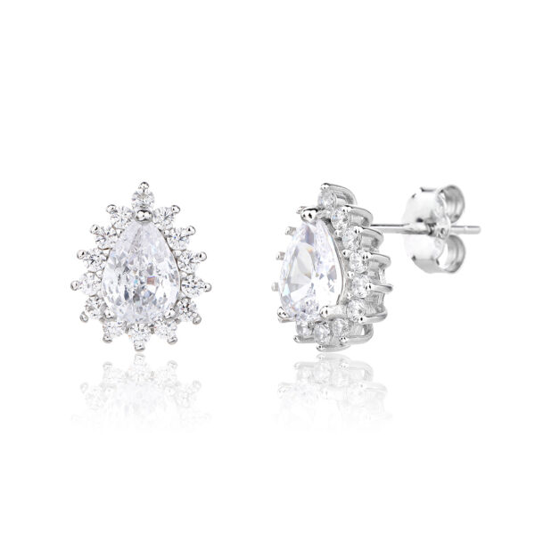 Luna Earrings - עגילי טיפה כסף משובצים זרקונים