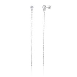 Comet Earrings - עגילי כסף צמודים עם שרשרת ארוכה