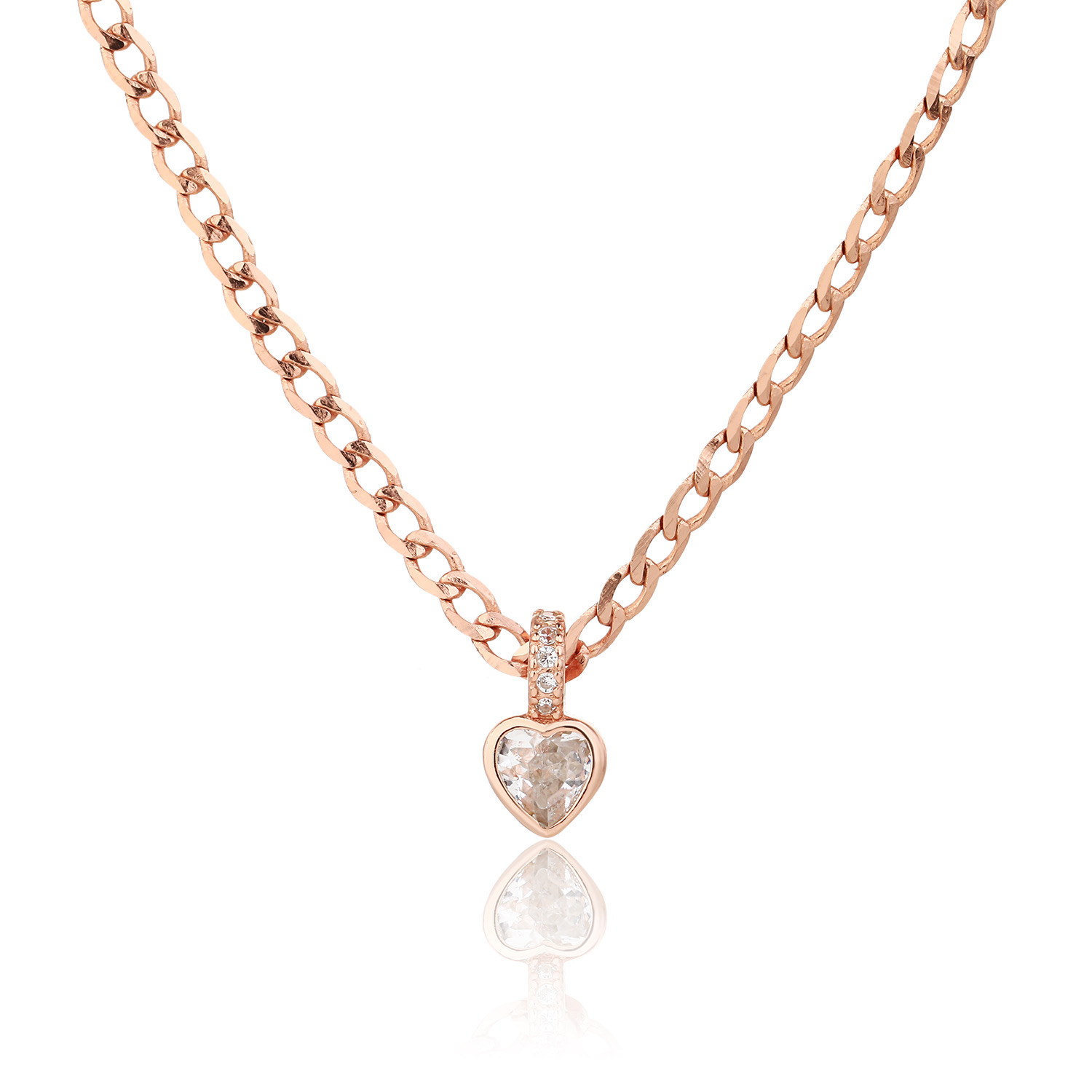 IMG_8504 Mini Heart Rose - שרשרת גורמט רוז גולד עם תליון לב זרקון