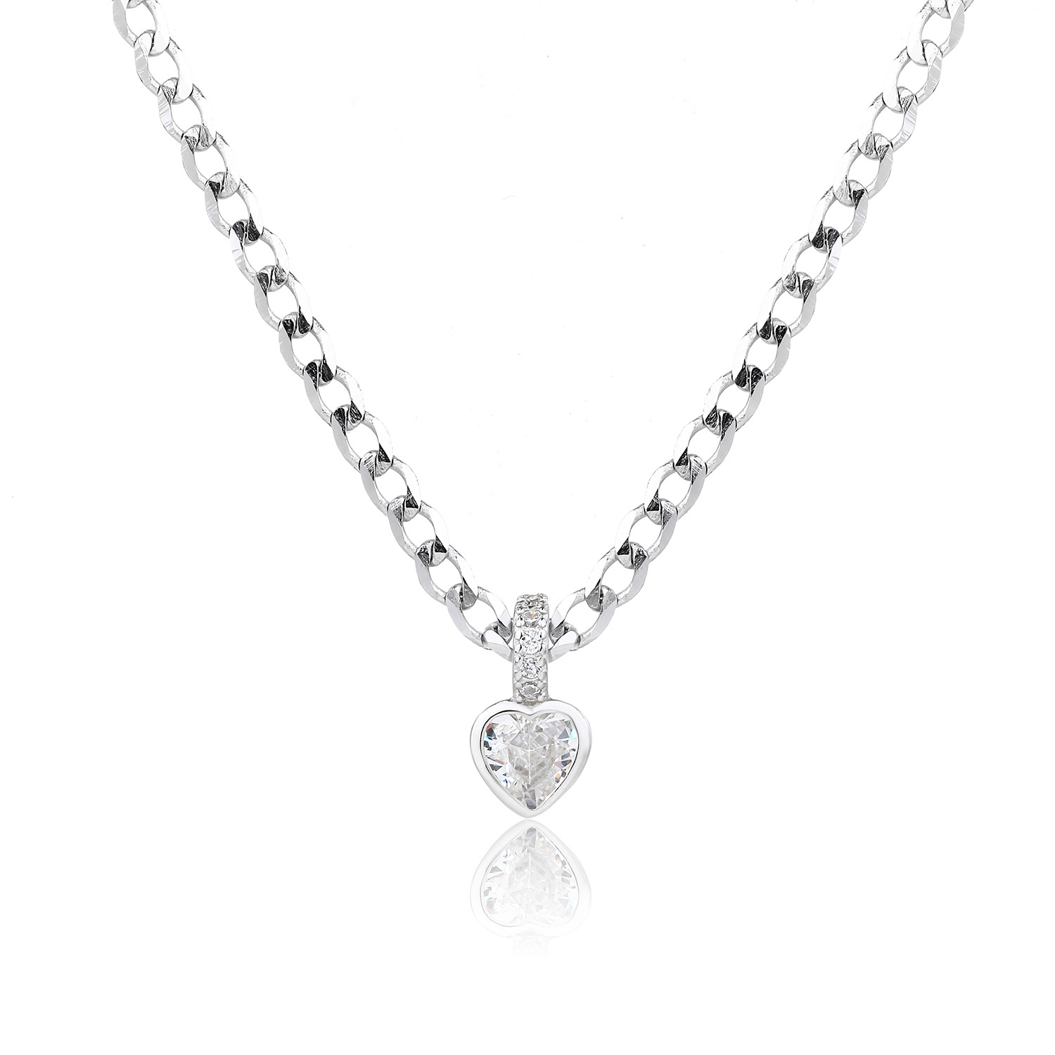 IMG_8505 Mini Heart Silver - שרשרת גורמט כסף עם תליון לב זרקון