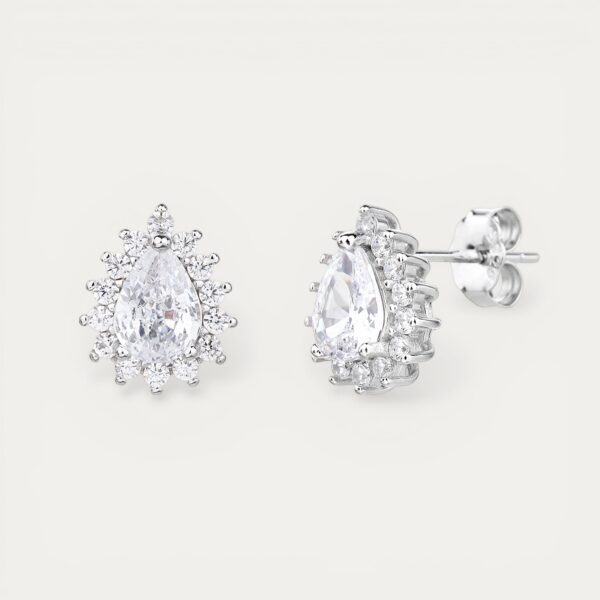 Luna Earrings - עגילי טיפה כסף משובצים זרקונים