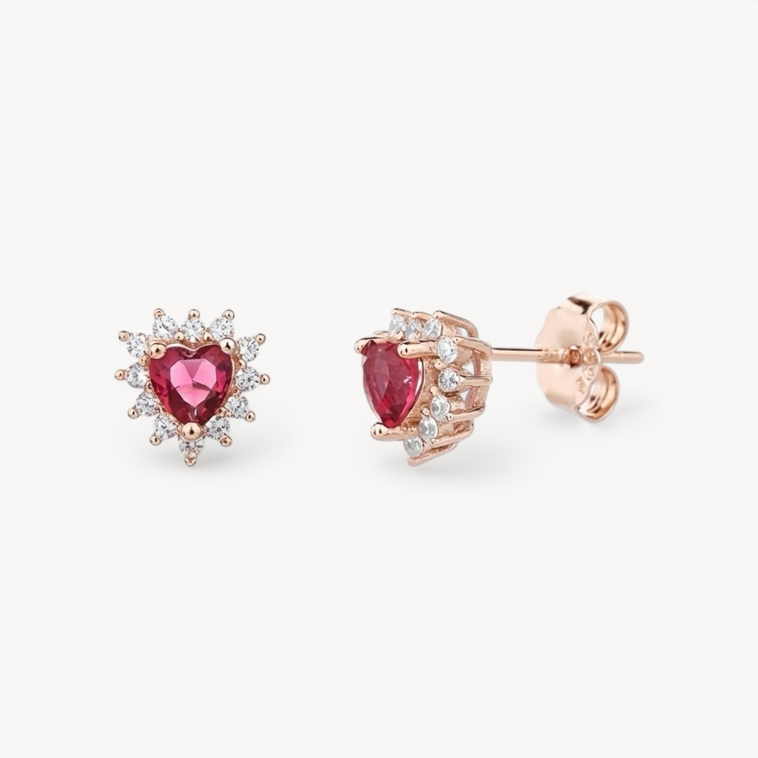 Photoroom_20260530_235634 Amour Earrings - עגילי לב צמודים בציפוי רוז גולד ואבן ורודה