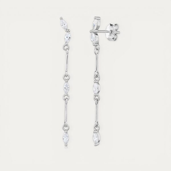 Cascade Silver - עגילי כסף נופלים עם אבני זרקון