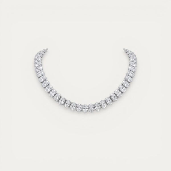 Silver Oval Tennis Necklace 40cm - שרשרת טניס כסף אבנים אובליות