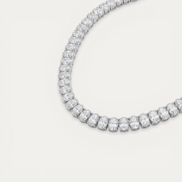Silver Oval Tennis Necklace 40cm - שרשרת טניס כסף אבן אובלי