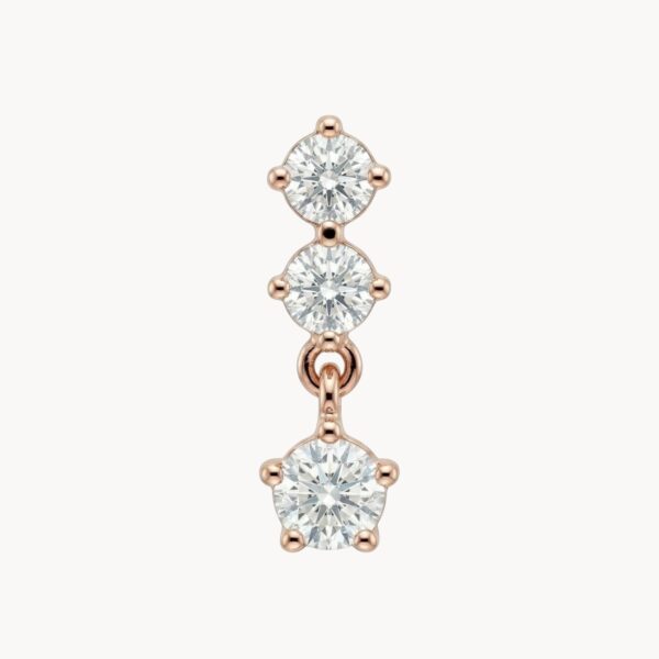 Rose Gold Piercing 3 Zircons - עגיל פירסינג רוז גולד משובץ ותלוי