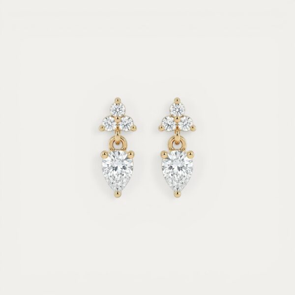 Gold Flower & Drop Earrings - זוג עגילי פרח וטיפה בציפוי זהב 14 קארט משובצים זרקונים