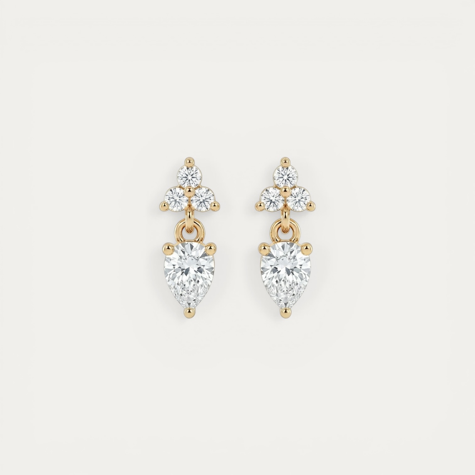 IMG_0762-Photoroom Gold Flower & Drop Earrings - זוג עגילי פרח וטיפה בציפוי זהב 14 קארט משובצים זרקונים