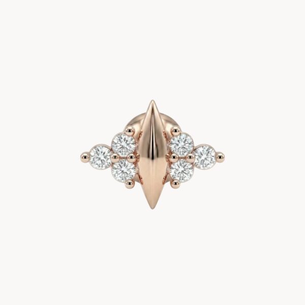 Radiant Spike Rose Gold - עגיל פירסינג קטן בציפוי רוז גולד משובץ זרקונים