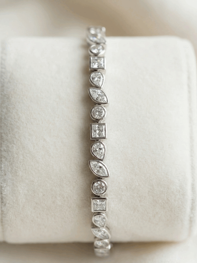 Silver Tennis Bracelet Mixed Shapes - צמיד טניס כסף אבנים משולבות
