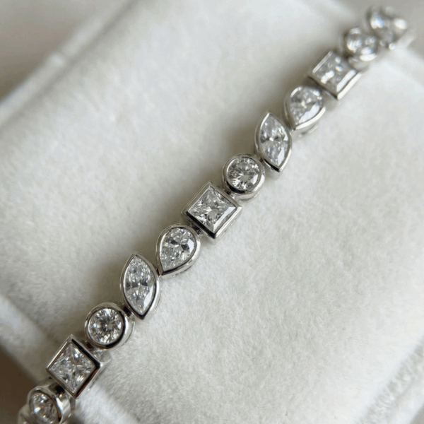 Silver Tennis Bracelet Mixed Cuts - צמיד טניס כסף חיתוכים משולבים מרקיזה טיפה