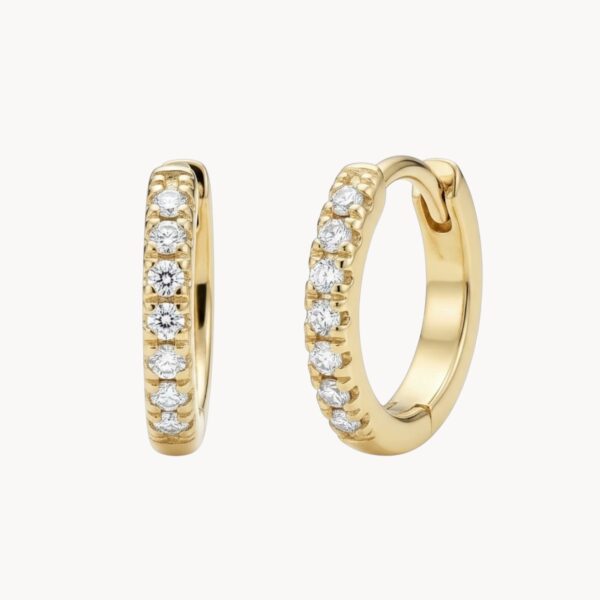 Gold Plated Pave Hoops - עגילי חישוק ציפוי זהב 12 מ"מ