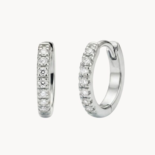 Silver Pave Hoops - עגילי חישוק כסף 925 משובצים 12 מ"מ
