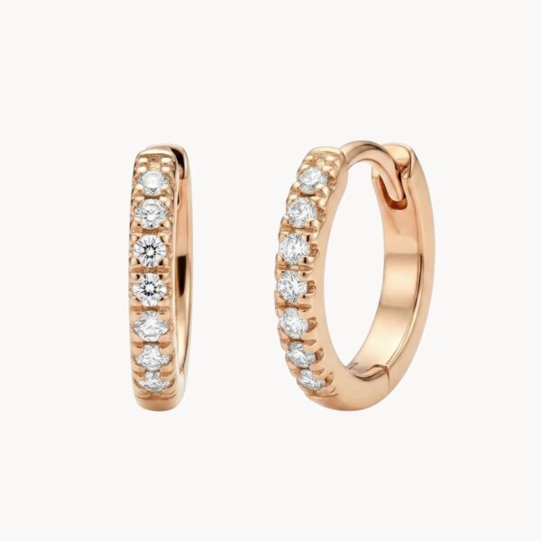 Rose Gold Pave Hoops - עגילי חישוק רוז גולד משובצים 12 מ"מ