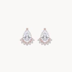 Rose Gold Royal Pear Earrings - זוג עגילי טיפה וכתר בציפוי רוז גולד משובצים זרקונים