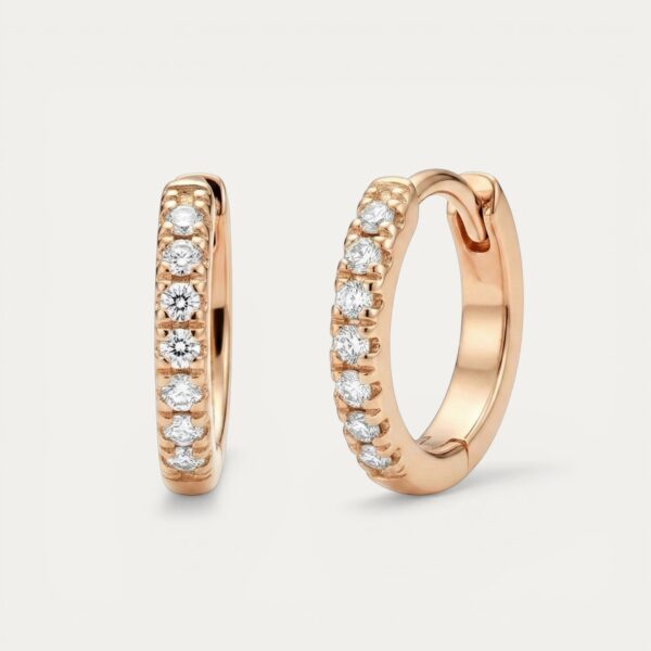 Rose Gold Pave Hoops - עגילי חישוק רוז גולד משובצים 12 מ"מ
