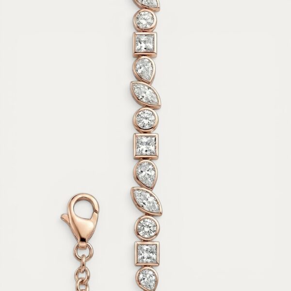 Rose Gold Tennis Bracelet Mixed Shapes - צמיד טניס רוז גולד אבנים משולבות