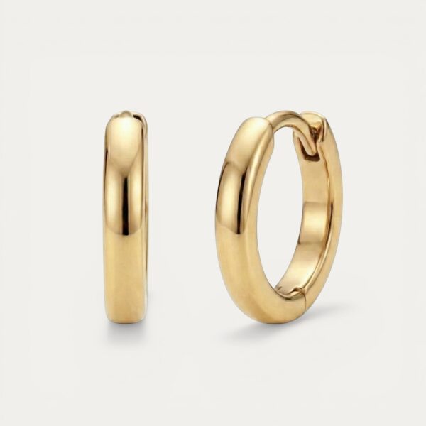 Gold Plated 12mm Hoops - עגילי חישוק חלקים בציפוי זהב 14 קארט