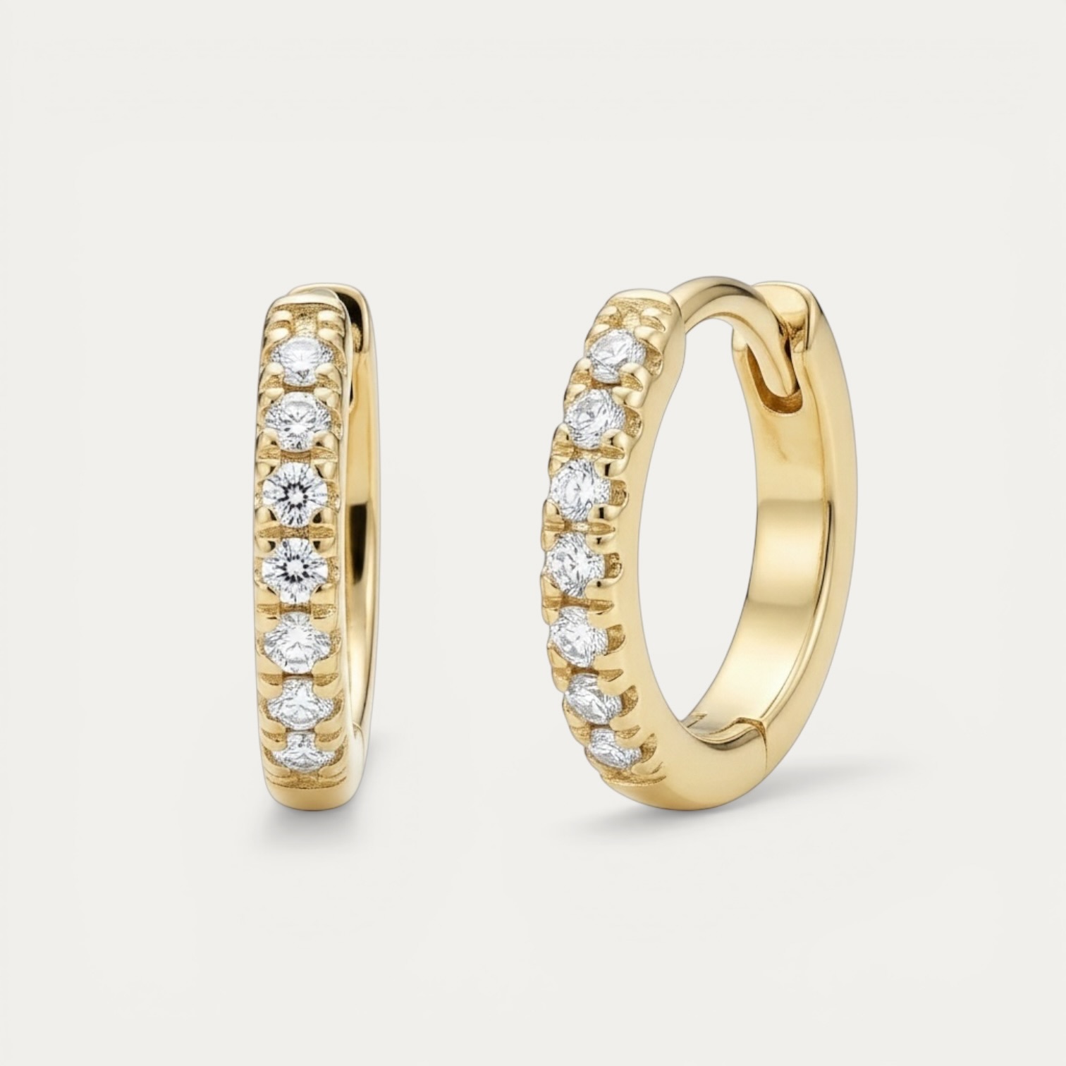 IMG_5303.JPG Gold Plated Pave Hoops - עגילי חישוק ציפוי זהב 12 מ"מ