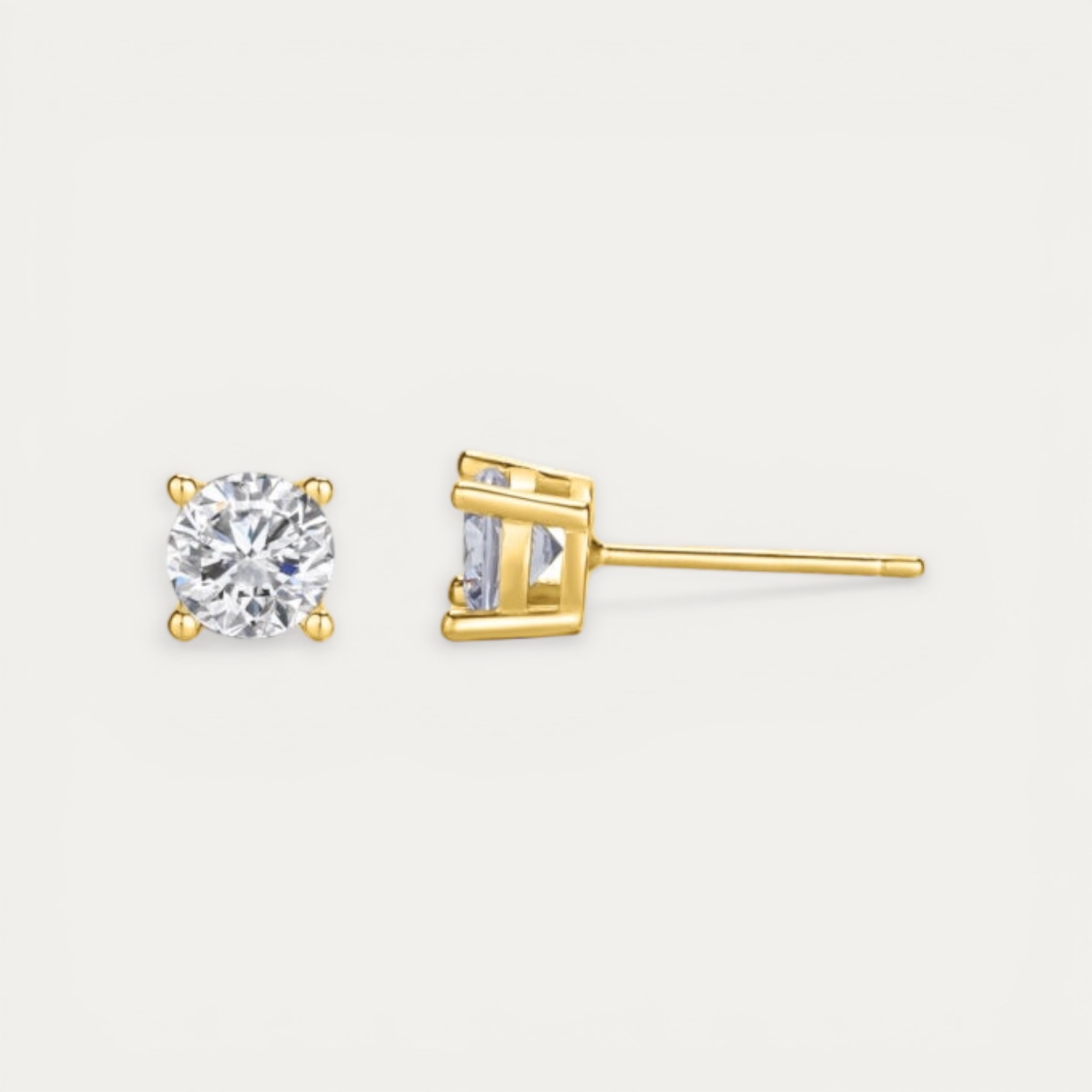 IMG_5316.JPG Gold Plated Stud Earring - עגיל צמוד ציפוי זהב זרקון עגול