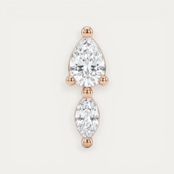 Rose Gold Double Drop Earrings - זוג עגילי טיפה בציפוי רוז גולד משובצים