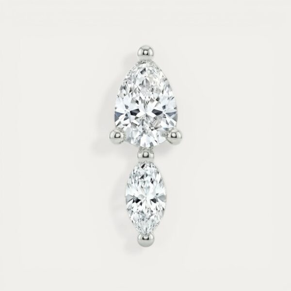 Silver Double Drop Earrings - זוג עגילי כסף 925 משובצים שתי אבנים