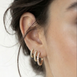 ⁦עגיל Gold Pave Hoops (12mm)⁩ – תמונה ⁦3⁩