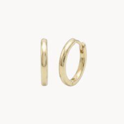 עגילי חישוק זהב 14 קראט חלקים דגם Smooth Gold Hoops 12mm - TALIA
