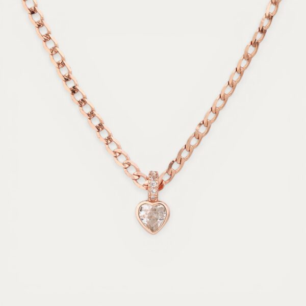 Mini Heart Rose - שרשרת גורמט רוז גולד עם תליון לב זרקון