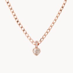 Mini Heart Rose - שרשרת גורמט רוז גולד עם תליון לב זרקון