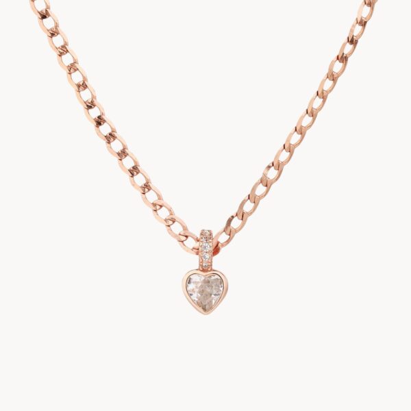 Mini Heart Rose - שרשרת גורמט רוז גולד עם תליון לב זרקון
